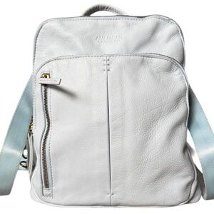 American Leather Co. Powder Baby Blue Leather Backpack with Straps